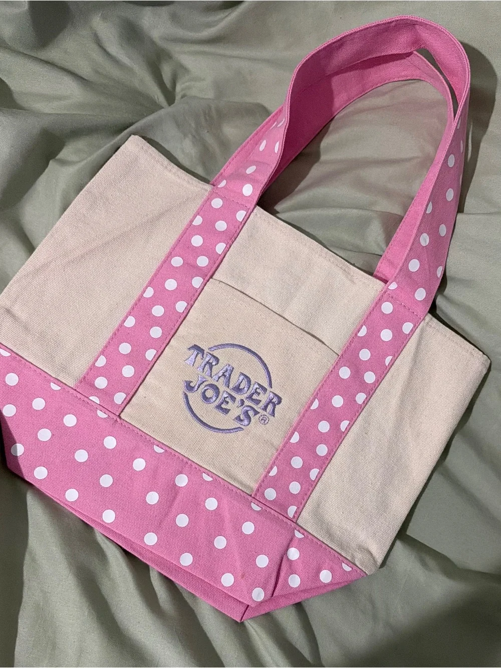 Polka Dot Trader Joe's Pink Mini Tote bag (NWOT)
